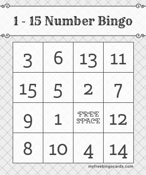 1 - 15 Number Bingo