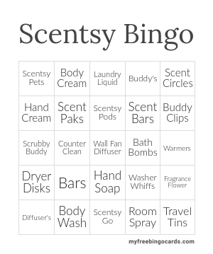 Scentsy Bingo