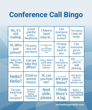 Print 100+ Conference Call Bingo Cards