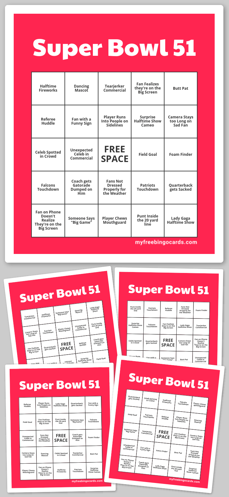 Virtual Super Bowl 51 Bingo