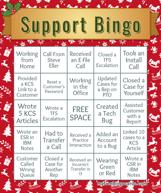 Support Bingo