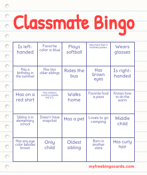 Classmate Bingo