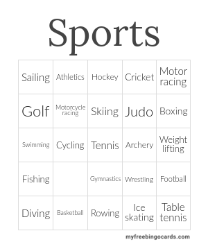 Print 100+ Sports Bingo Cards