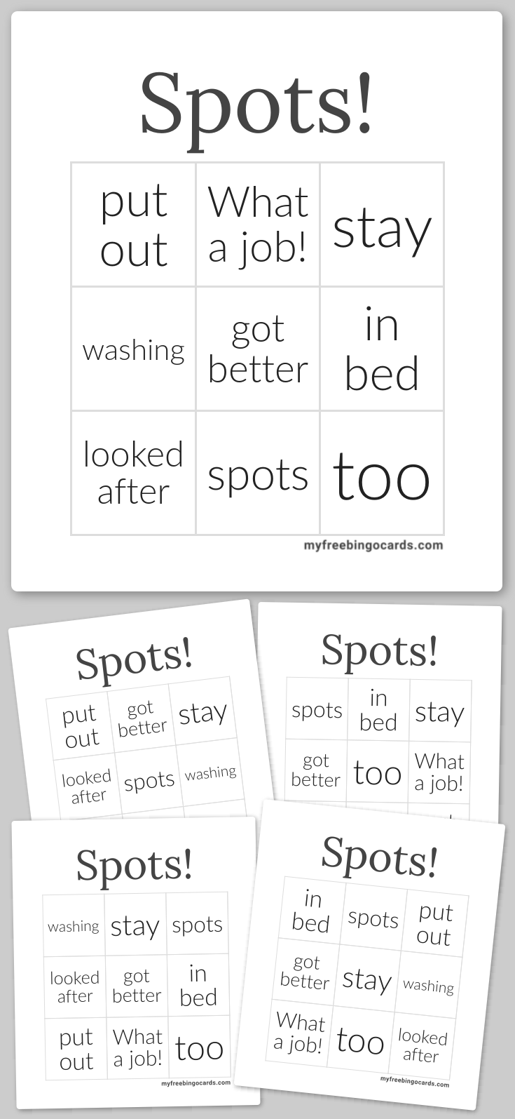 Virtual spots bingo