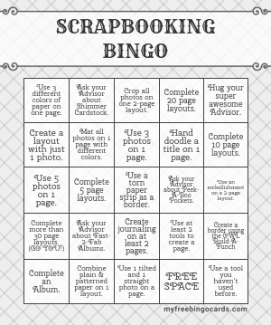 SCRAPBOOKING BINGO