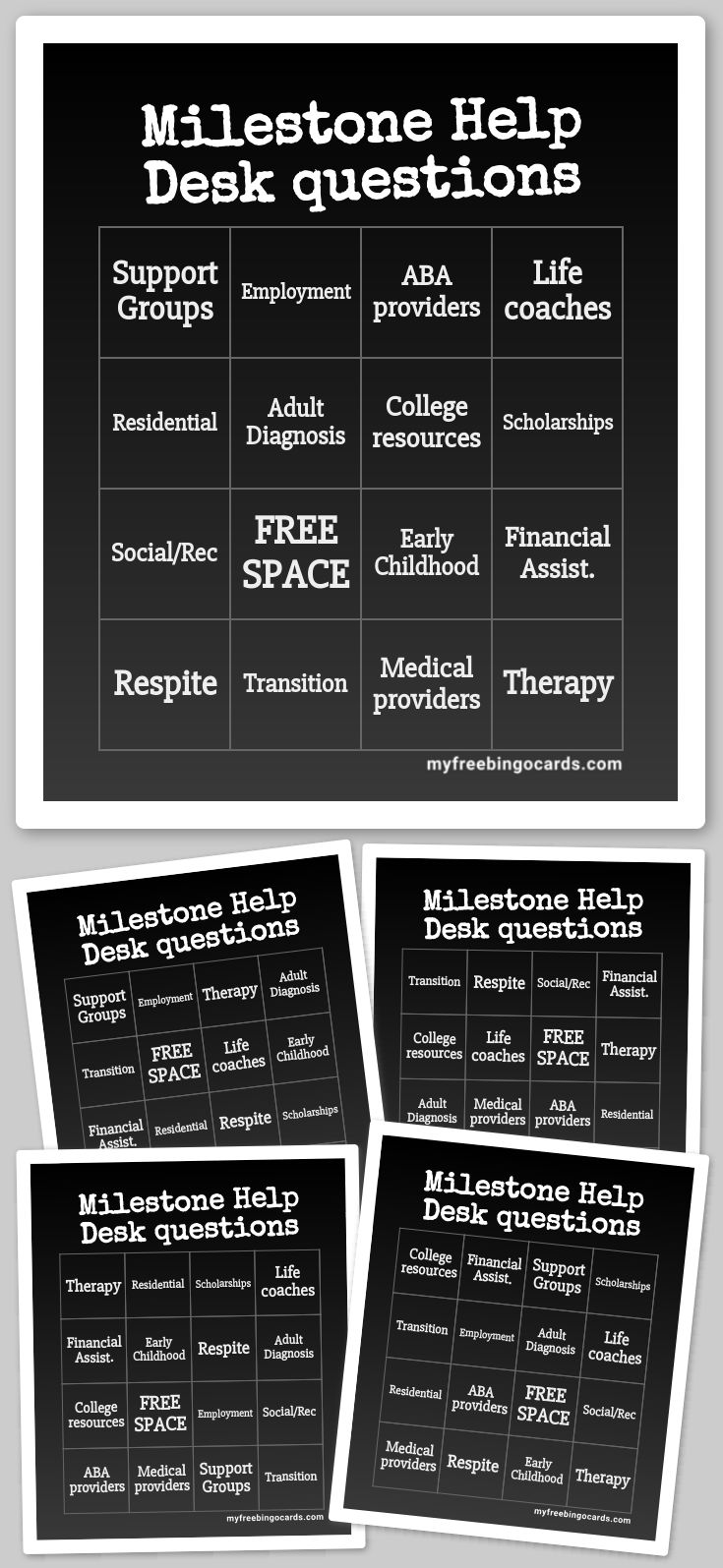 Virtual Milestone Help Desk questions Bingo
