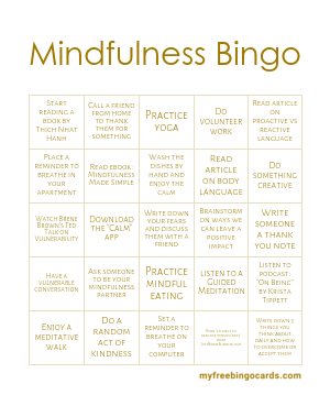 Print 100+ Mindfulness Bingo Cards