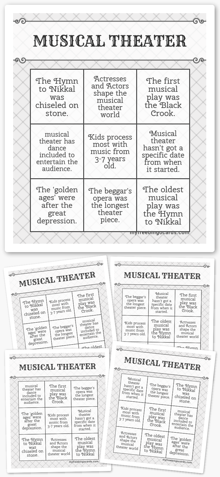 Virtual MUSICAL THEATER BINGO