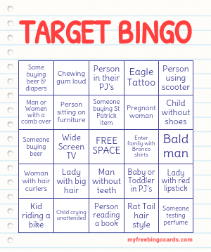 PRINT 100+ TARGET BINGO CARDS