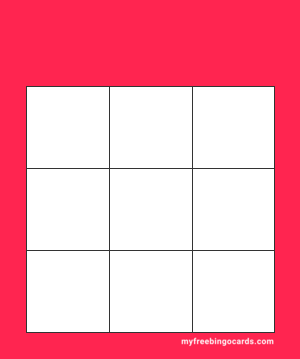 3x3 Classic Bingo Card Template