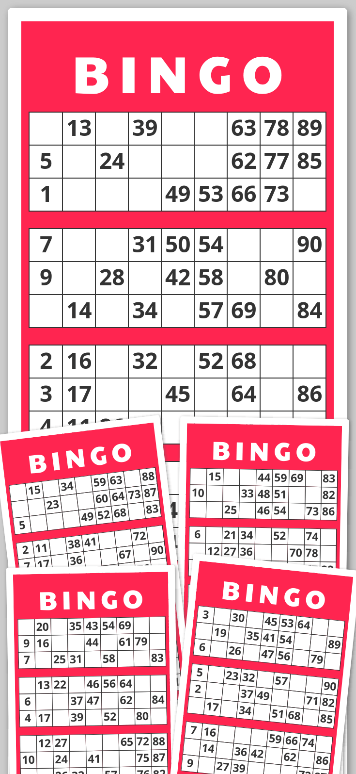 Virtual 1-90 Number Bingo for Free Printable Bingo Cards 1 90