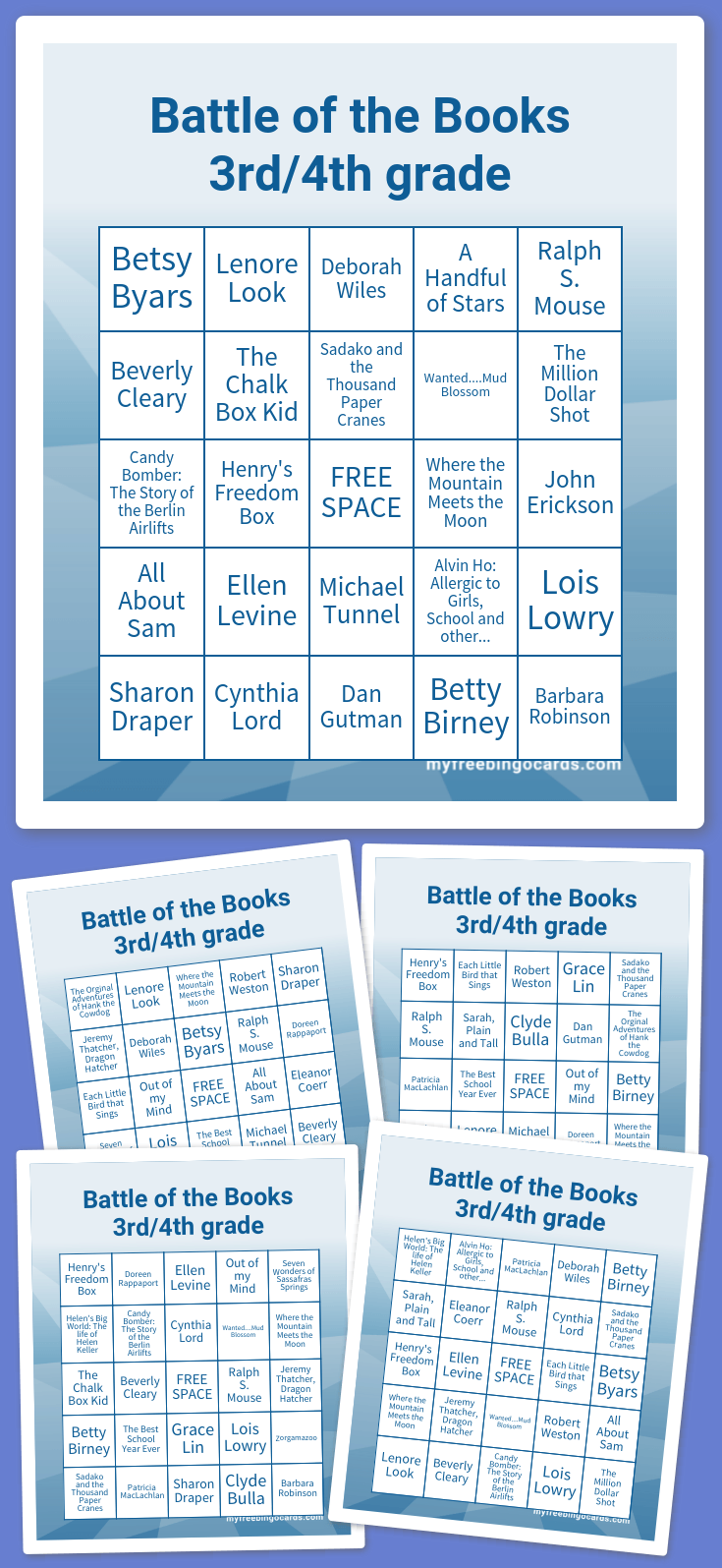 Virtual Battle of the Books 3rd/4th grade Bingo