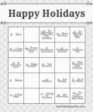 Happy Holidays Bingo