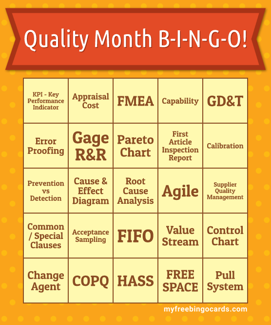 Quality Month B-I-N-G-O! Bingo