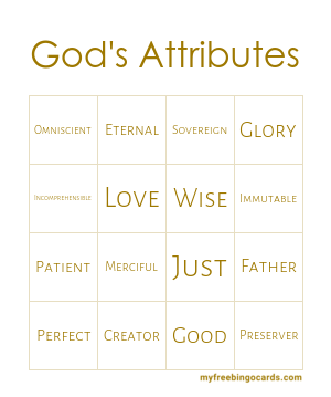 God's Attributes Bingo