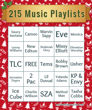 215 Music Playlists Bingo