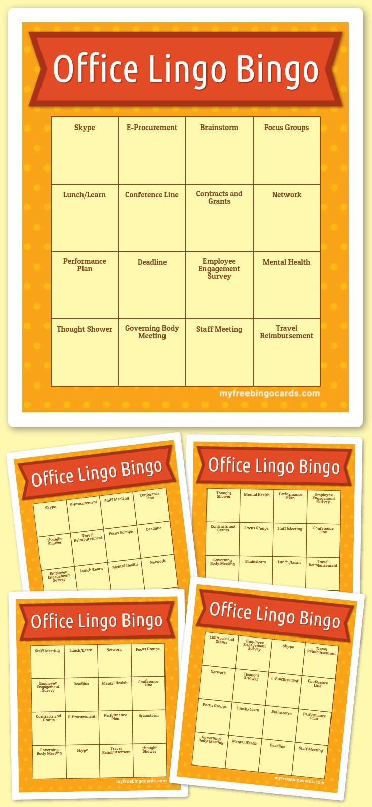 Virtual Office Lingo Bingo