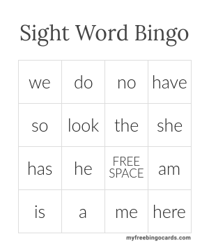 Print Sight Word Bingo Cards 168 | Hot Sex Picture