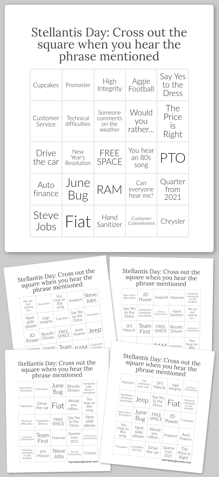 Virtual stellantis day cross out the square bingo