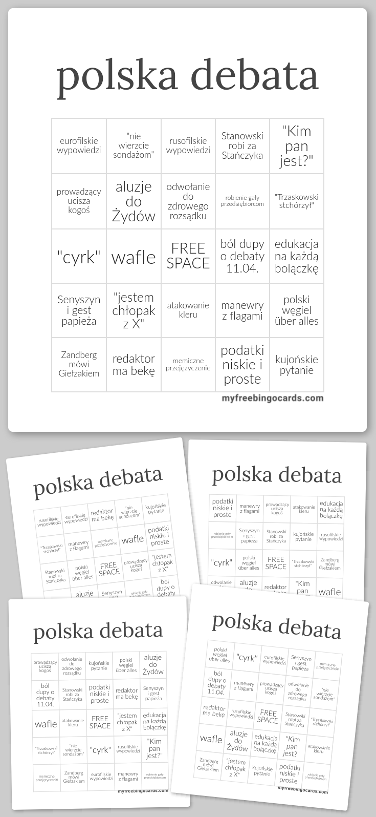 polska debata bingo