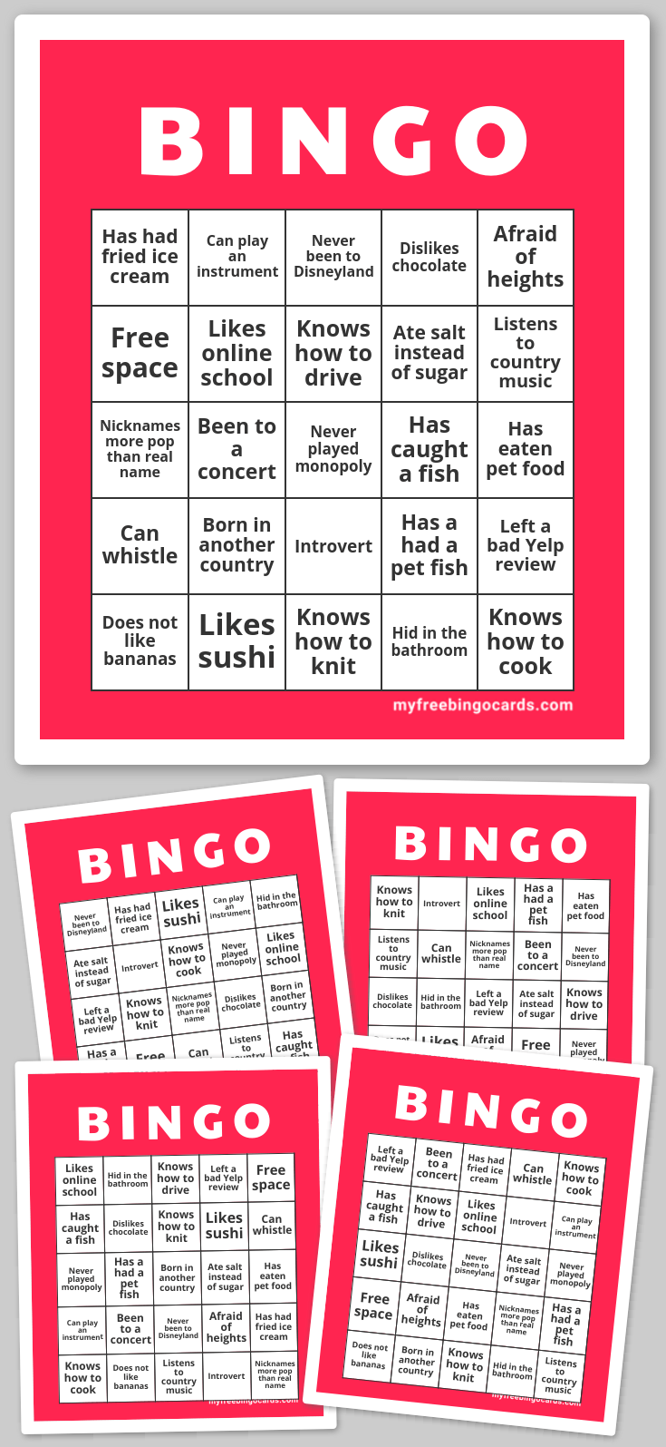 Virtual Virtual bingo card