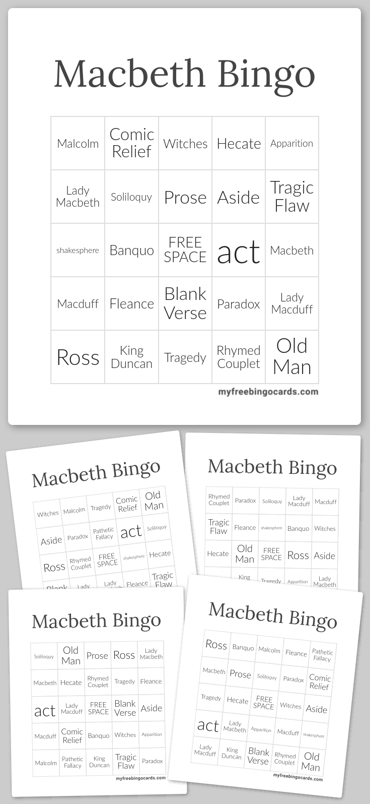 Virtual macbeth bingo
