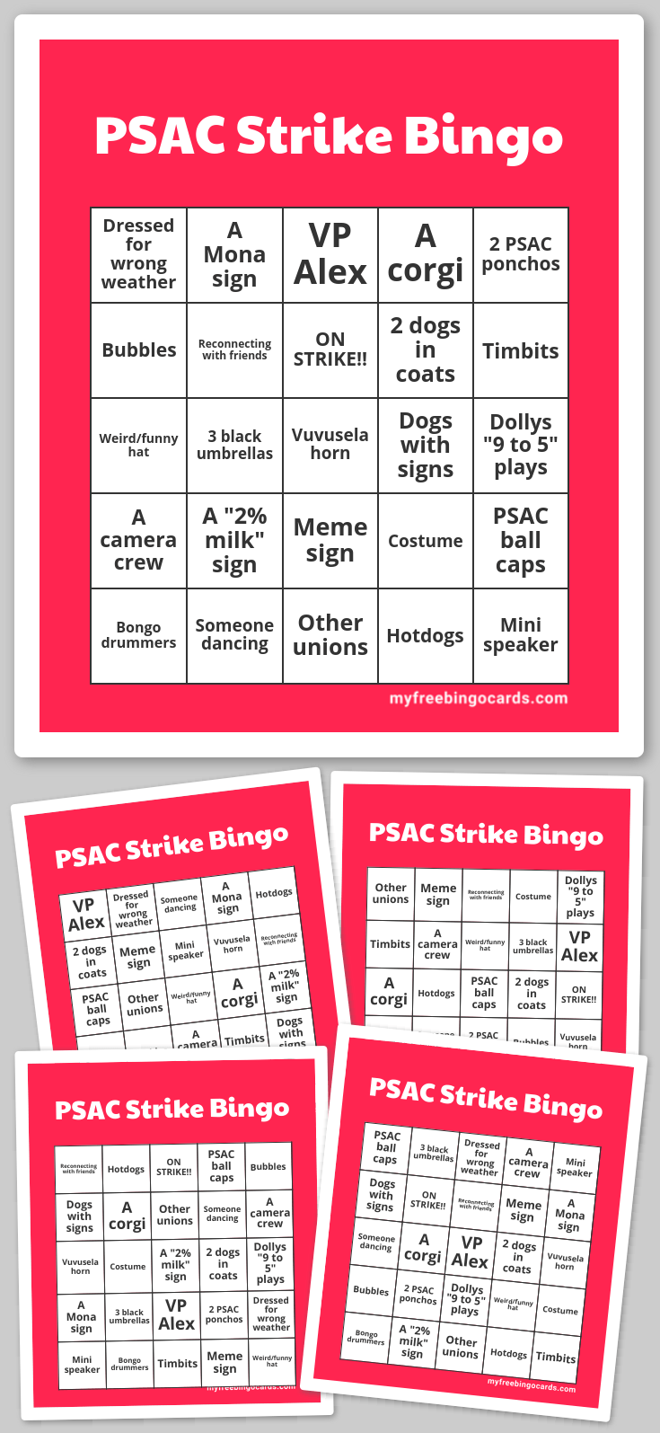 Virtual PSAC Strike Bingo