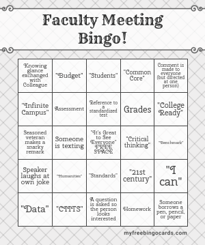 Faculty Meeting Bingo!