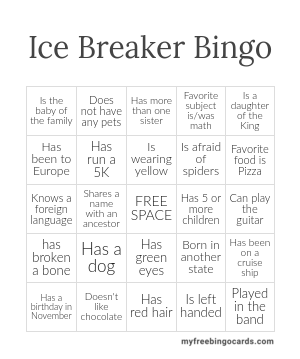 Ice Breaker Bingo