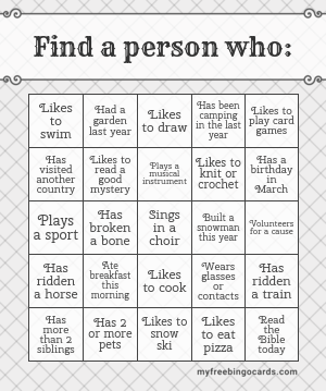 Find a person who: Bingo