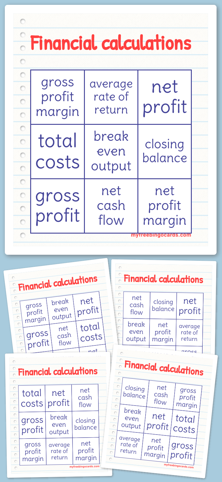 Virtual Financial calculations Bingo