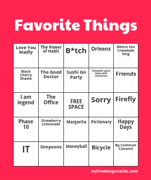 Favorite Things Bingo