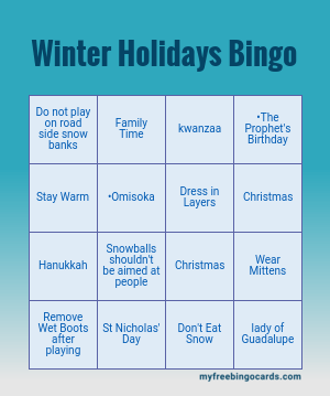 Print 100+ Winter Holidays Bingo Cards