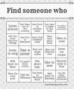 Find Someone Who Bingo