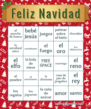 Days of The Week Spanish Bingo Card