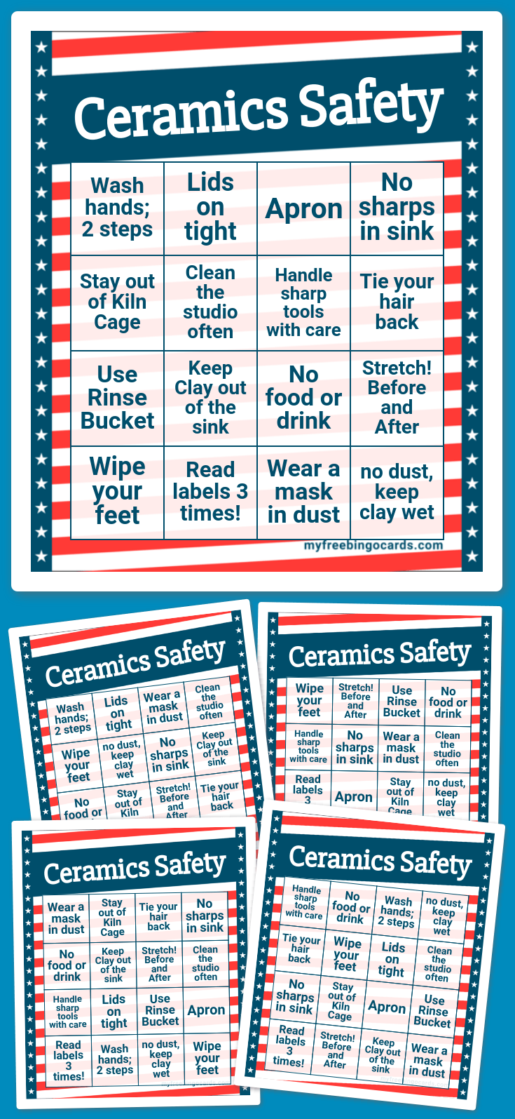 Virtual Ceramics Safety Bingo