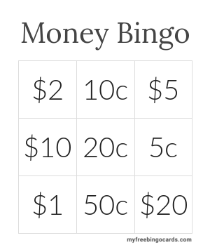 Print 100  Money Bingo Cards