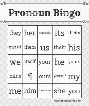 Pronoun Bingo