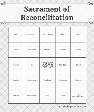 Sacrament of Reconcilitation Bingo