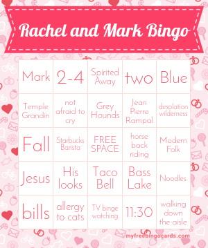 Print 100+ Rachel and Mark Bingo Cards