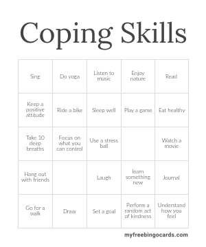 Print 100+ Coping Skills Bingo Cards