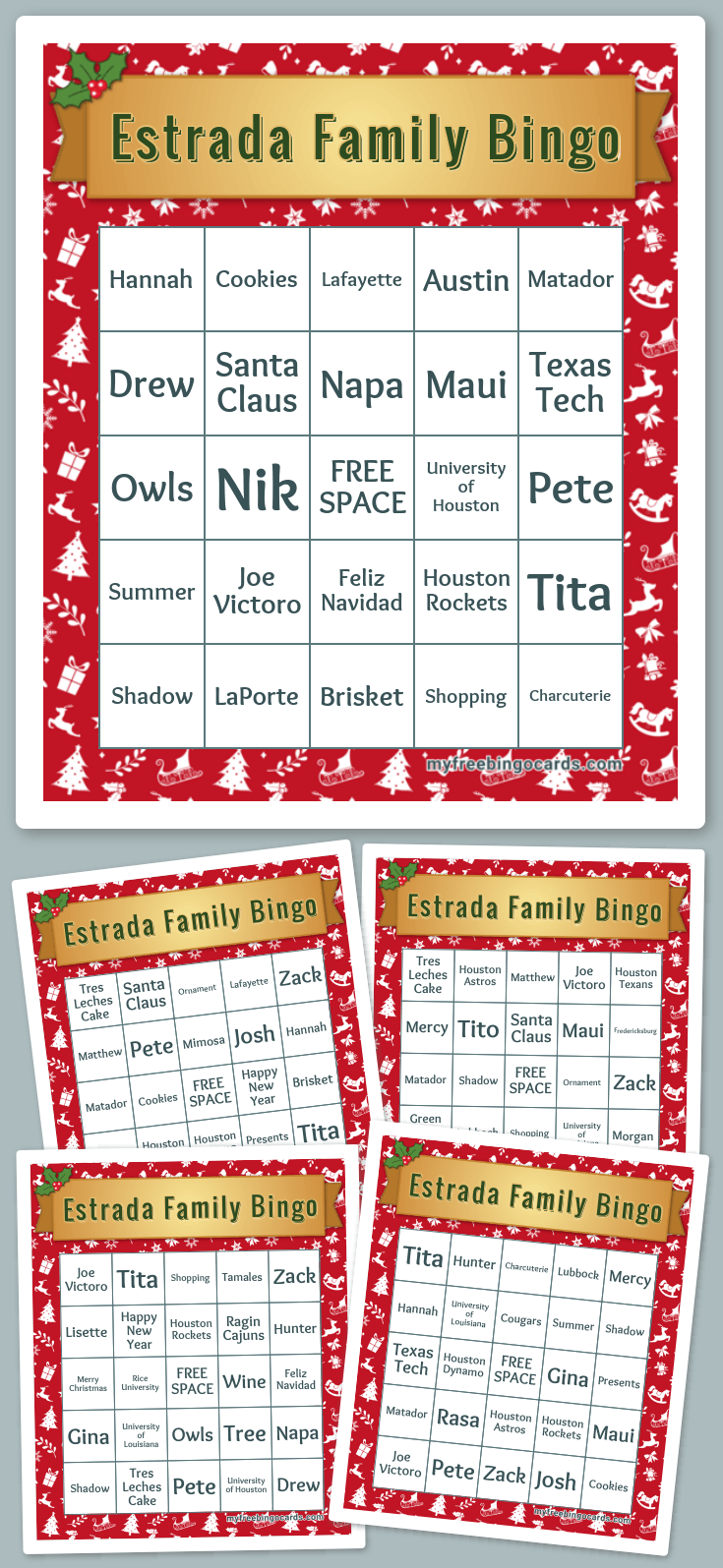 Virtual Estrada Family Bingo