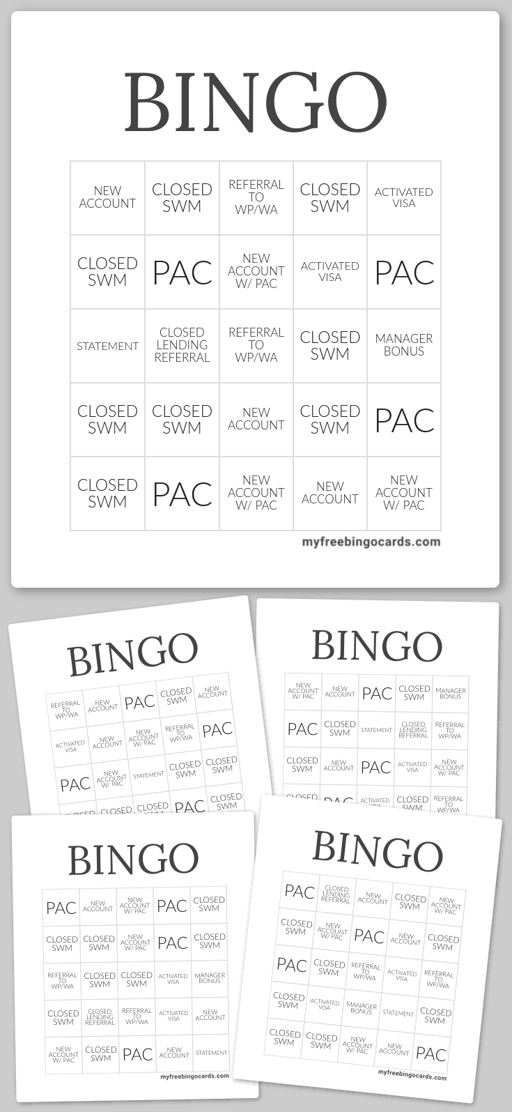 Virtual Virtual bingo card