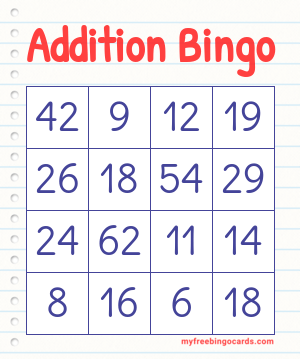 Addition Bingo