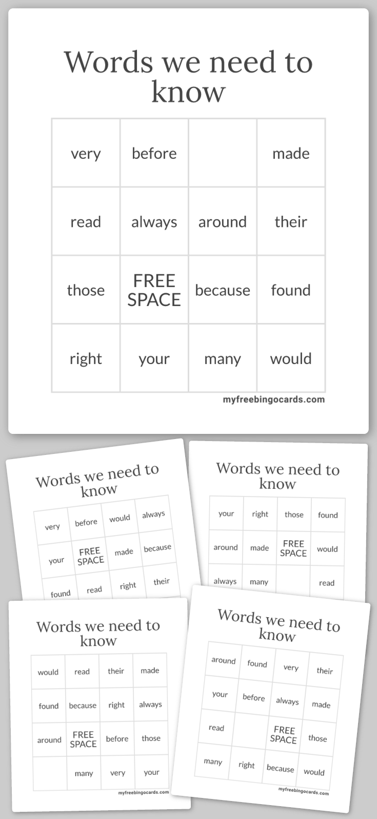 Virtual Words we need to know Bingo
