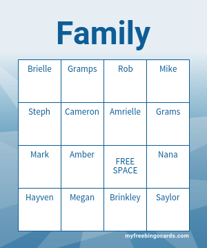 Print 100+ Family Bingo Cards