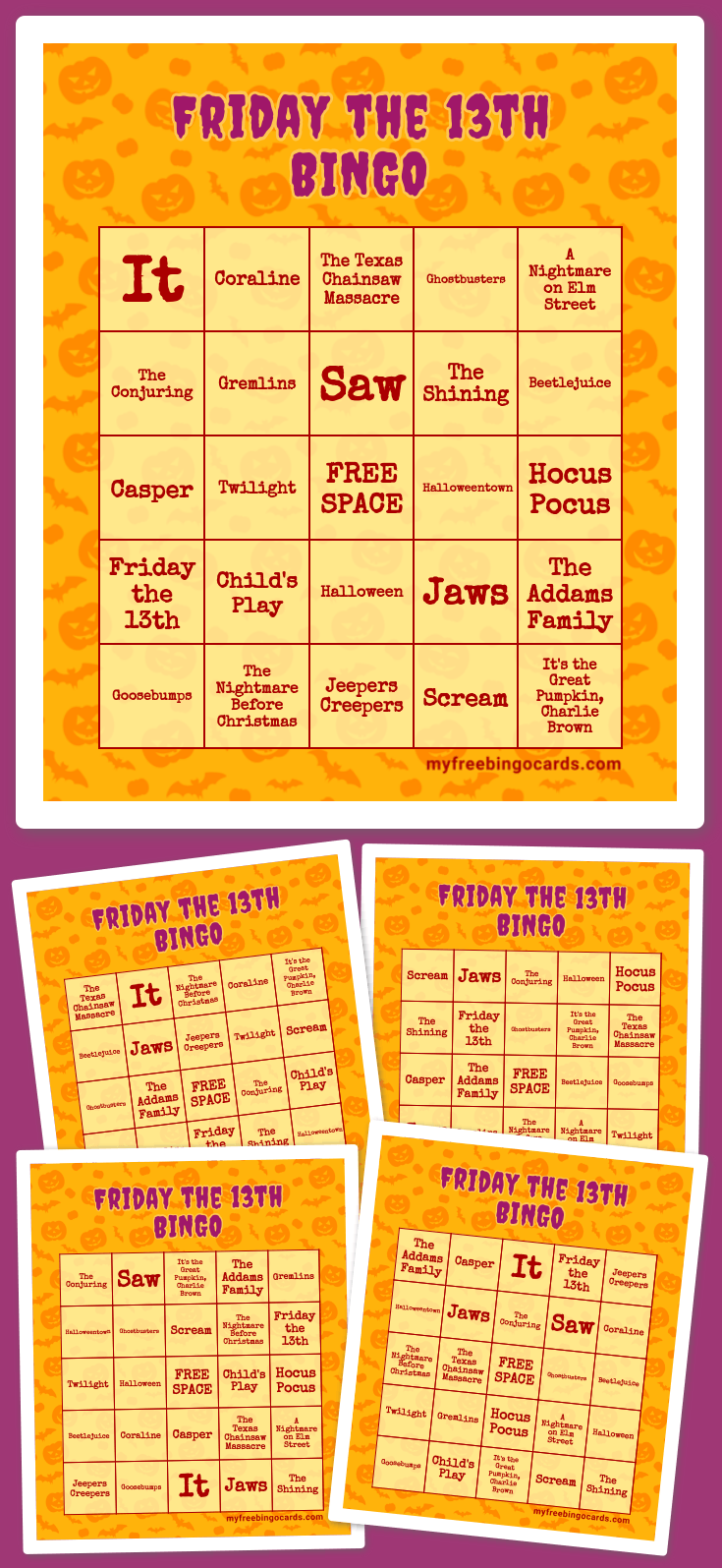 Virtual Friday the 13th BINGO